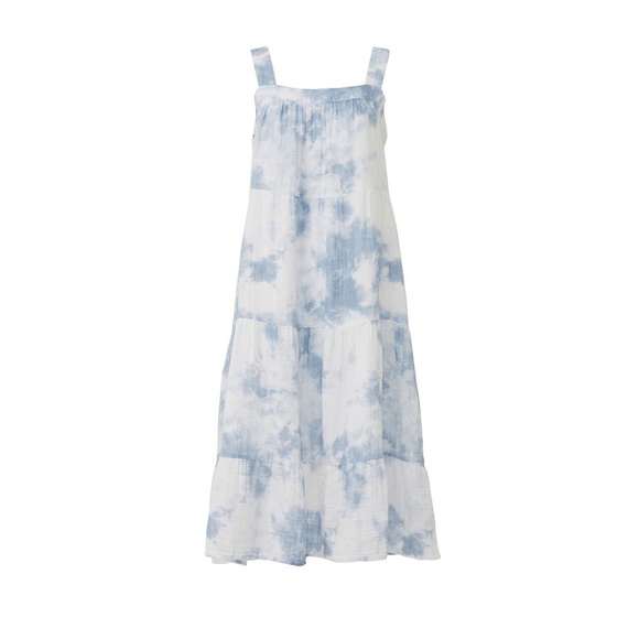 RAILS | Blue Coastal Vacation Amaya Midi Tier Dress in Cascade Tie Dye | Size XS - Picture 3 of 13